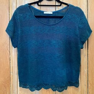 Pretty Blue Crop Top with Crochet Detail